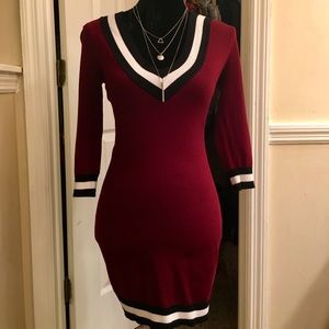 V neck sweater mini dress